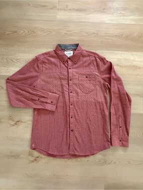 Roark Revival Button Down Cotton Long Sleeve Shirt Large Brick